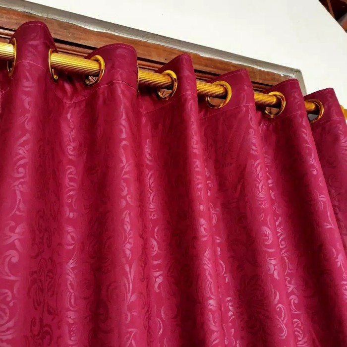 SALE gorden smokering/tirai pintu dan jendela warna merah hati