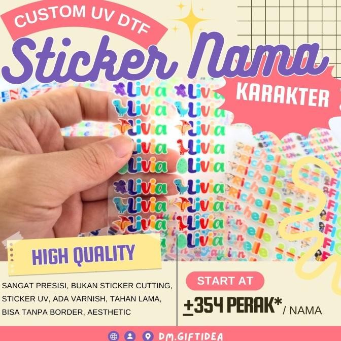 

:0:0:0] Sticker UV Nama Berkarakter Nametag Tattoo Print Cetak Nama UV Tulisan Cartoon Cute Dino Princess Anak Dewasa Label Nama Tanda Tahan Air Indoor Outdoor Awet Mengkilap