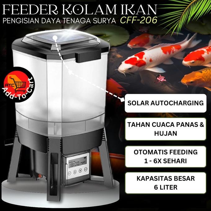 Diskon Autofeeder Kolam Ikan Koi Otomatis Cff 206 6 Liter Dispenser Pakan Ikan Koi