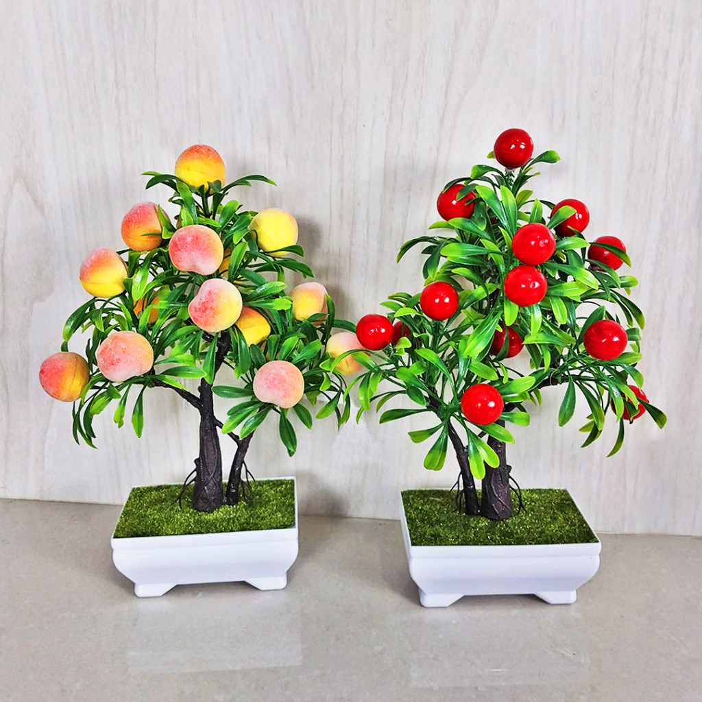 Promo  Tanaman Buah Hias Plastik Cabe Jeruk Lemon Tanaman Pohon Bonsai Palsu Dekorasi Rumah