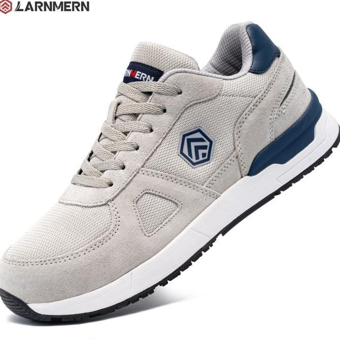 LARNMERN Safety Shoes Mens Sneakers Steel Toe Construction Anti Static Work Shoes Pria L9096 Grey