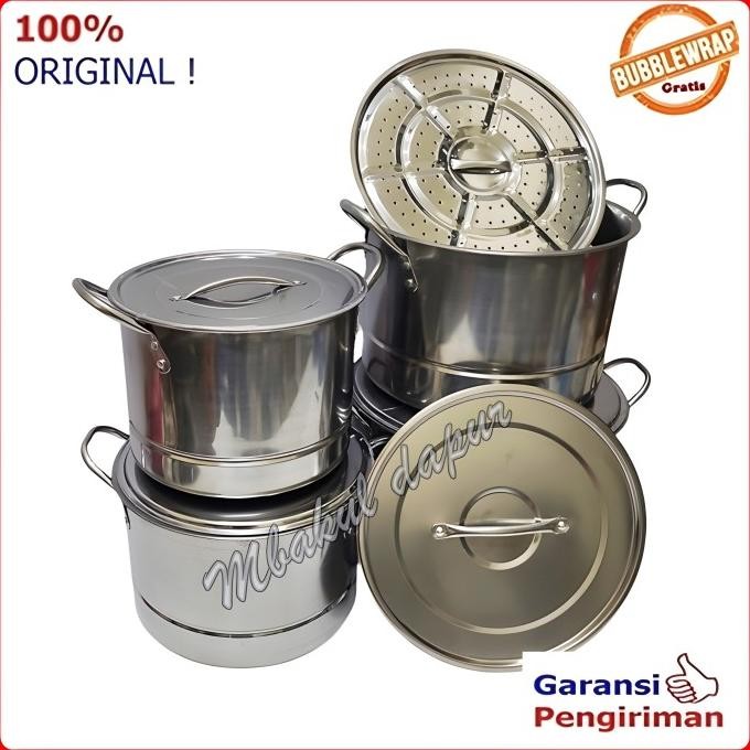 Panci Stainless Tinggi Plus Steamer Stockpot Steamer Dandang Kuah