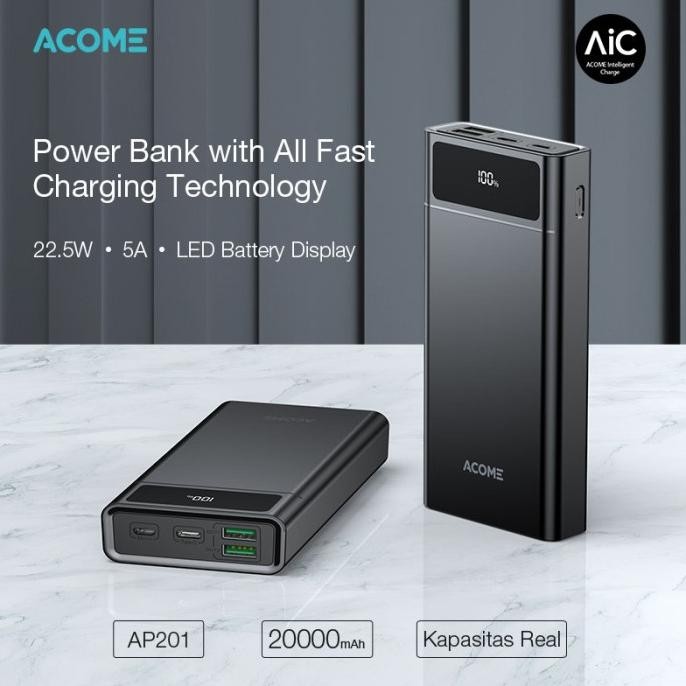 ACOME POWERBANK 20000MAH FAST CHARGING QC3.0 PD VOOC SCP DASH AP201