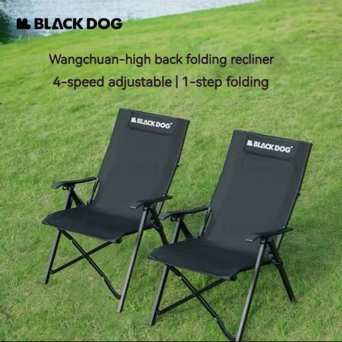 BISA TERMIN BLACKDOG WANGCHUAN HIGH BACK RECLINER CHAIR Kursi Lipat Hitam Camping Outdoor