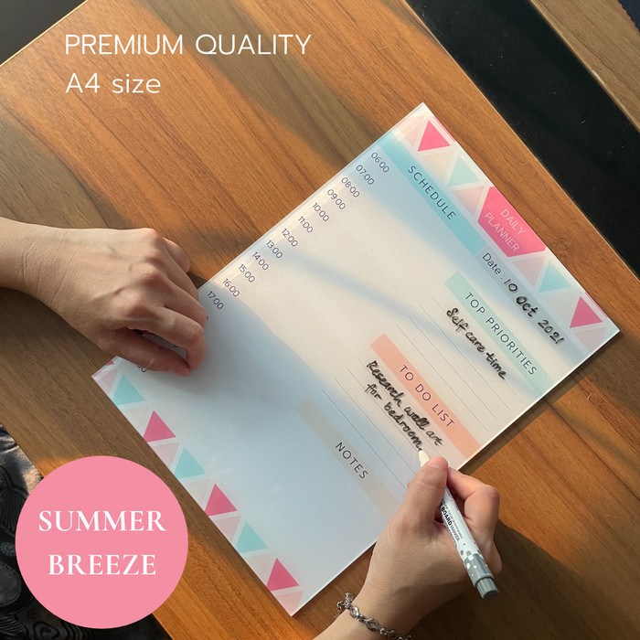 

Premium reusable daily planner and goal setting Summer Breeze A4