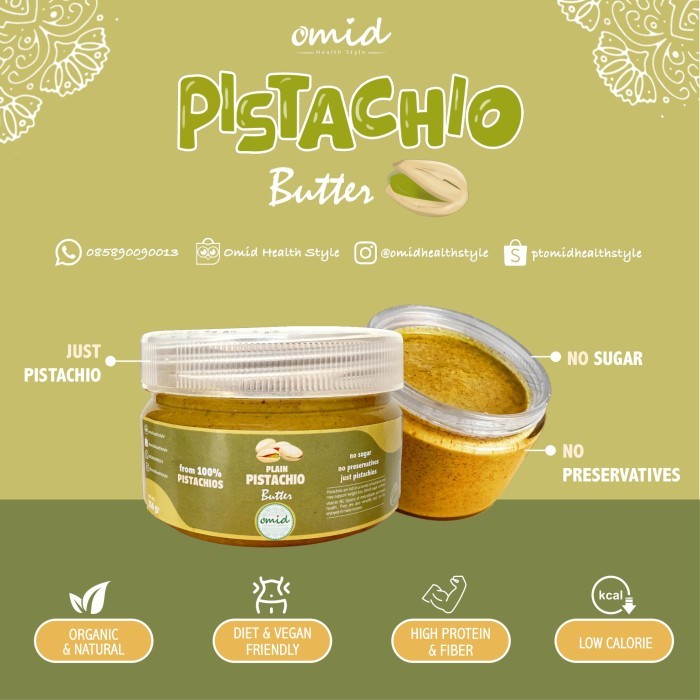 

Pistachio Butter (Selai Kacang Pistachio Kemasan Toples Kaca) 250Gr