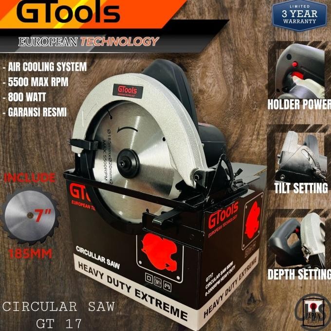 PROMO CIRCULAR SAW 7INCH GTOOLS EROPA TYPE GT17 MESIN GERGAJI KAYU