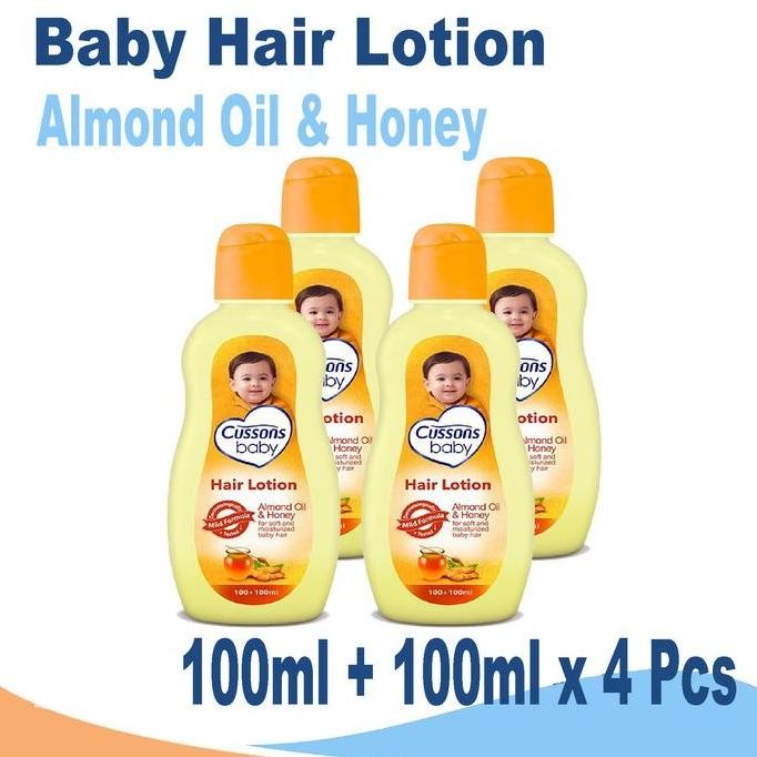 

[ 4 PCS ] Cussons Baby Hair Lotion Almond Oil & Honey 100ml + 100ml x 4 Pcs - Losion Rambut Bayi Berkualitas