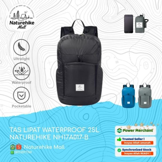 Promo Tas Lipat Waterproof 25L Naturehike Nh17A017-B Backpack Ransel Outdoor