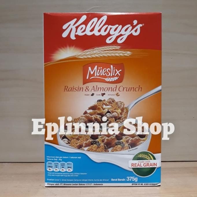 

Sereal Kellogg's Kelloggs Mueslix Raisin & Almond Crunch 375 gr Berkualitas