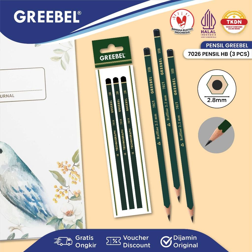 

Pensil 2B GREEBEL / Pensil Kayu 2B / Pensil Gambar / Pensil Tulis / Hb Triangular 7026 12PCS/Set