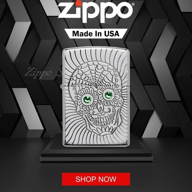 Baru Korek Zippo Armor Sugar Skull Design 49172 Original Made In USA