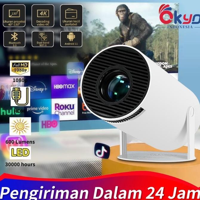 Proyektor HY300 8K Ultra HDMI 1080p Android 11.0 WiFi Bluetooth Telepon Wireless Smart Proyektor 800