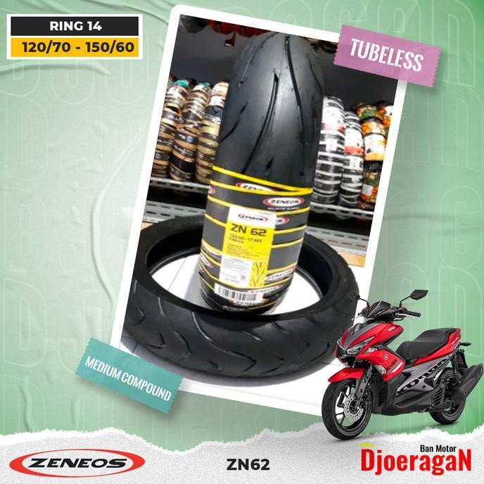Ban Motor Aerox Sepasang Zeneos Zn62 Ring 14 120/70 150/60 Tubelles