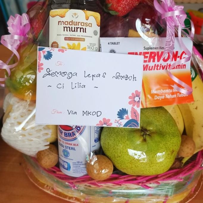 

parsel buah dengan supplement dan kue ukuran M