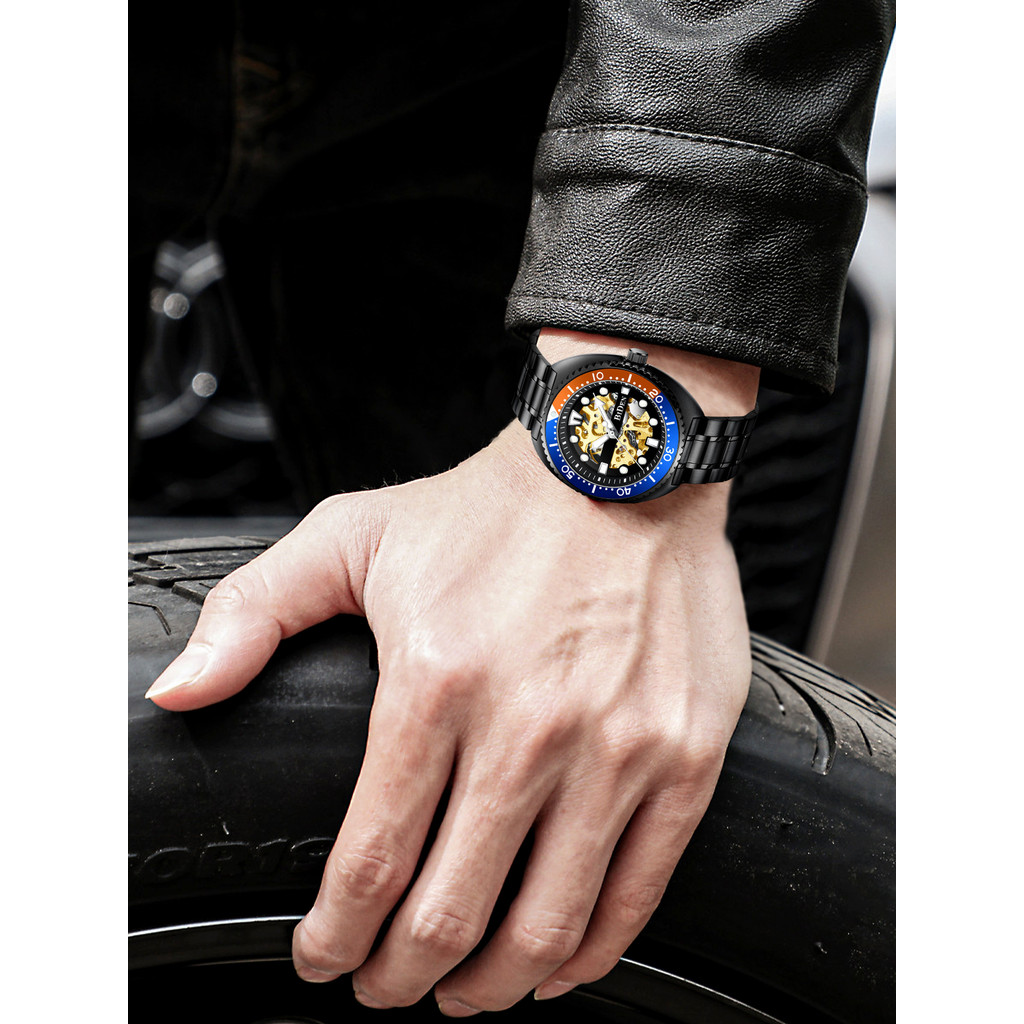 BIDEN Classic Mechanical Watch Luxury Brand Business Men's Automatic Watch Rotating bezel Luminous