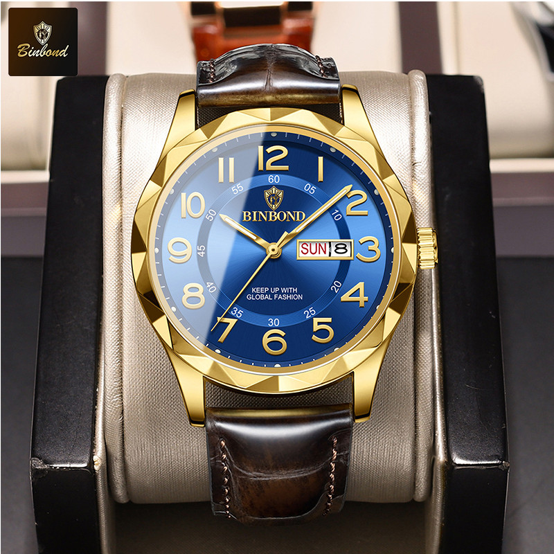 BINBOND B5663 New Fashion Mens Casual Sports Watches For Men Retro Big Dial Quartz Watches Classic