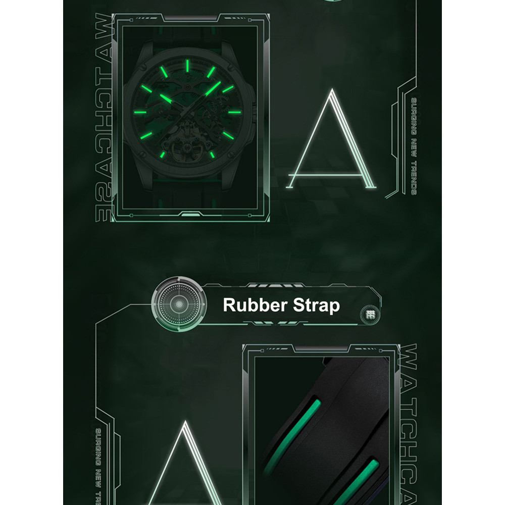 AILANG Luxury Tourbillon Watch Men Skeleton Dial Automatic Mechanical Watches Leather Strap Sport