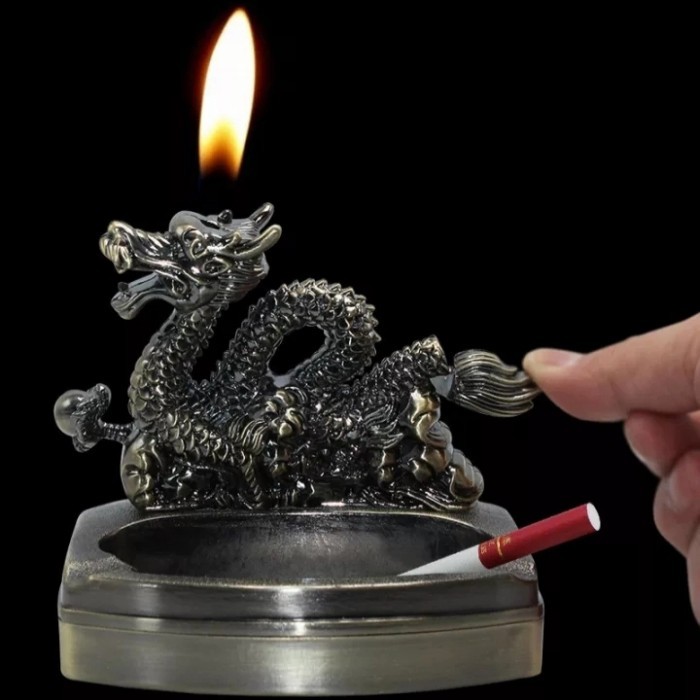 TERBARU Asbak Motif Naga + Korek 950-10 / Asbak Korek Pajangan Souvenir Hadiah BISA GRAB