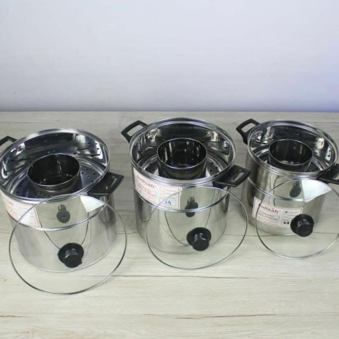 

New Dandang Bakso 28Cm Panci Dandang Stainless Steel Plus Tutup Kaca