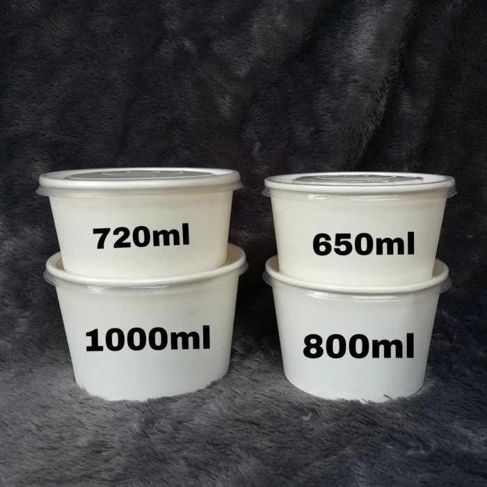 READY PAPER BOWL 1000ML + TUTUP / MANGKUK KERTAS 1000ML + TUTUP