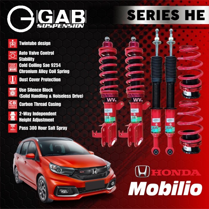 BEBAS ONGKIR - Suspensi per Shockbecker Coilover GAB HE Series Mobilio Freed Brio
