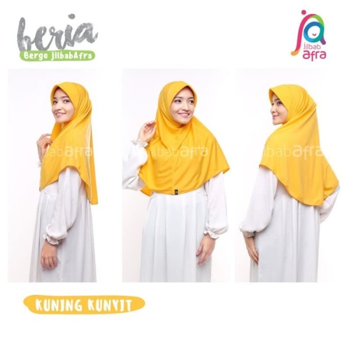 Hijab t Jilbab Afra Beria Arfa Kerudung Bergo Kaos Kuning Kunyit