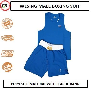 New.. Wesing Male Boxing Suit / Seragam Tinju Wesing Putra - Blue