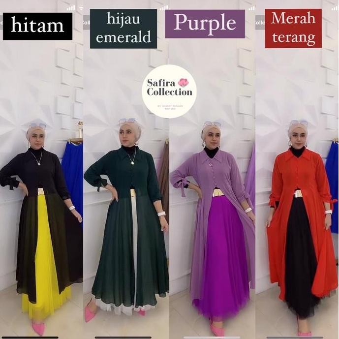 Qiran Outer Viral - Ukuran Standar & Jumbo Bahan Ceruty Outer Hijab Muslim Cardigan Wanita Panjang O