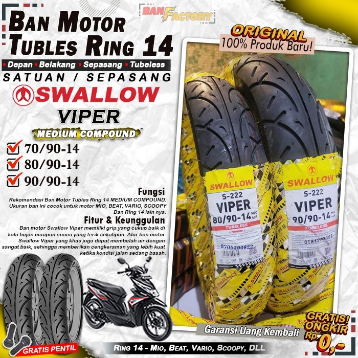 ban tubles motor matic beat vario scoopy swallow viper ring 14 tubles