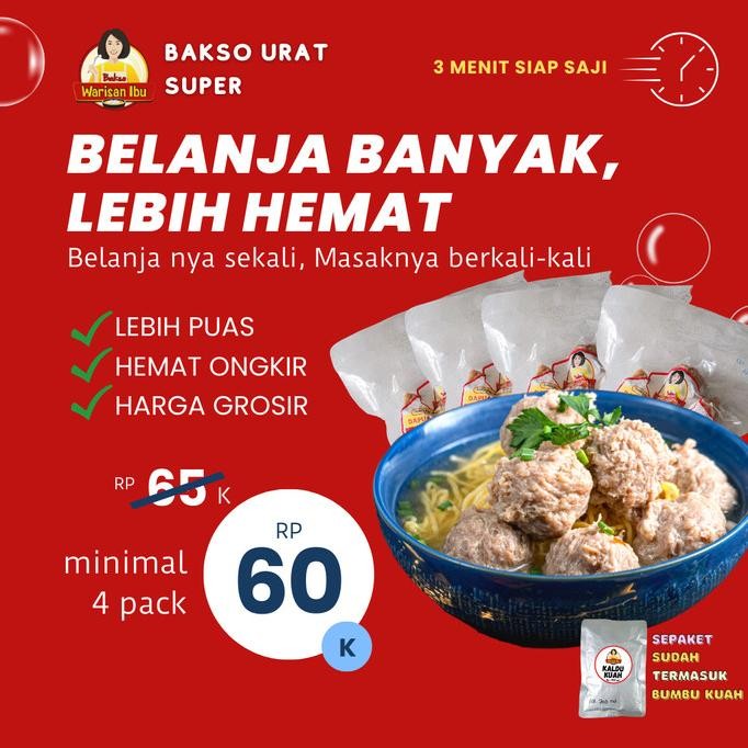 

New Grosir Bakso Urat Super Warisan Ibu Min 4 Pack