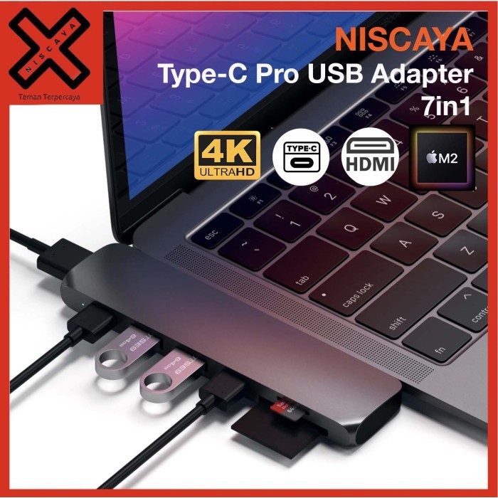 NISCAYA Type-C Pro USB HUB Adapter 7in1 Multiport HDMI Macbook M1 / M2