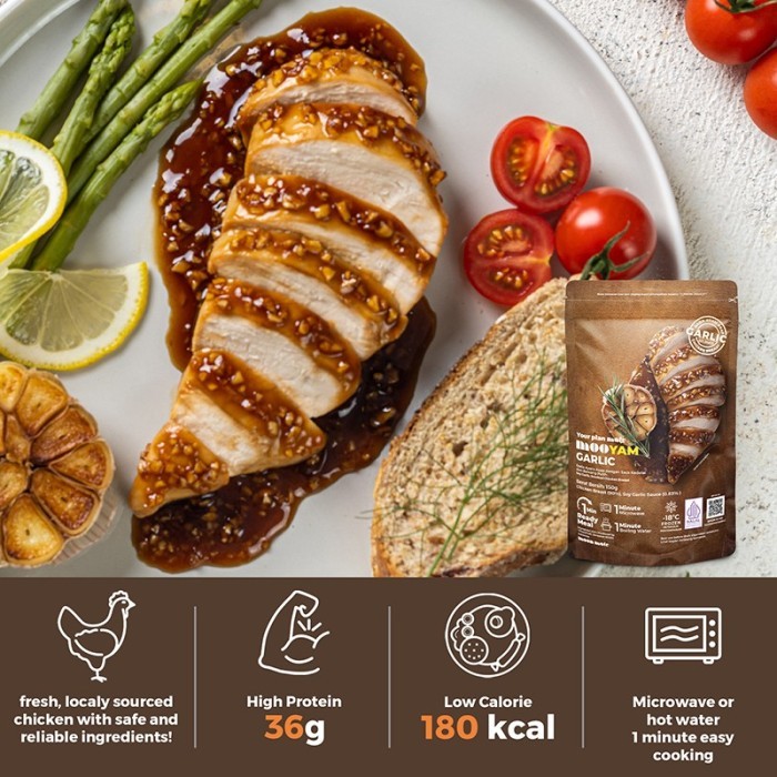 

Mooyam Garlic - Daging Dada Ayam Asap Premium Instan Dengan Saus Kedelai Dan Bawang Putih 150G
