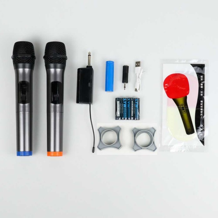 Mikrofon Karaoke Wireless Microphone Tanpa Kabel 2 Mic Baterai AA