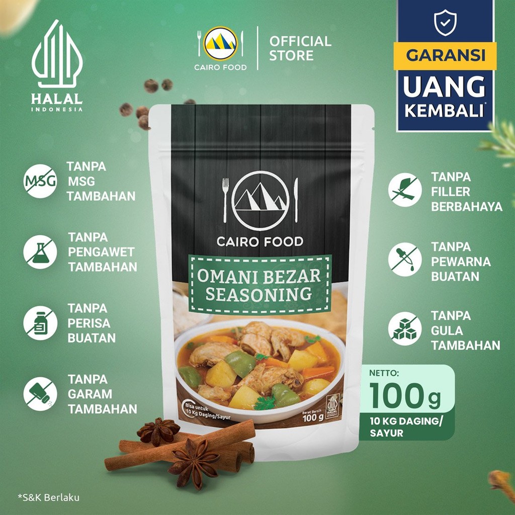 

Bumbu Omani Bezar Sehat – Tanpa MSG, 100% Rempah Murni | Cairo Food - 100 gram