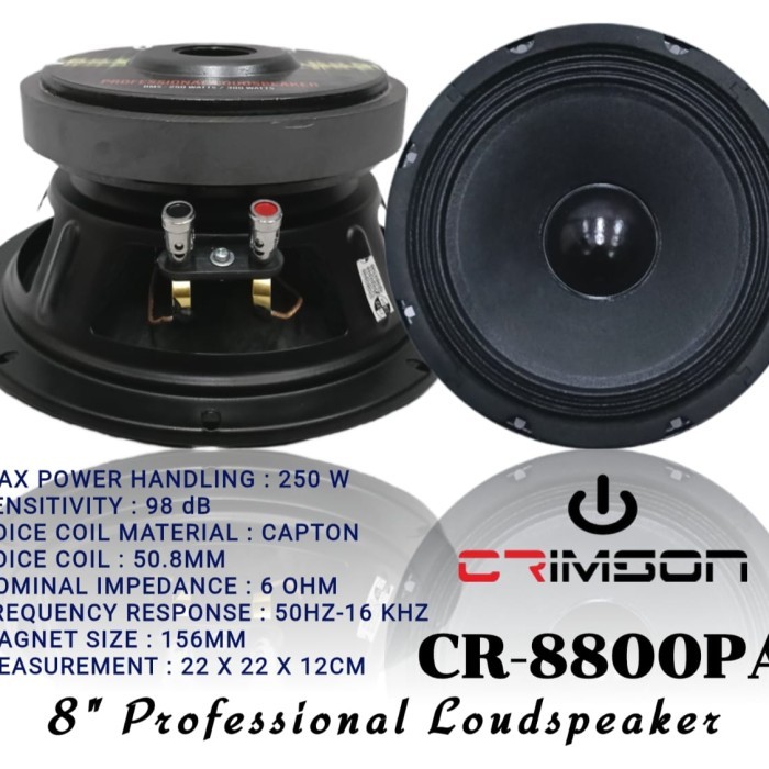 Komponen Speaker Crimson Cr-8800Pa Speaker 8 Inch Crimson Cr8800Pa
