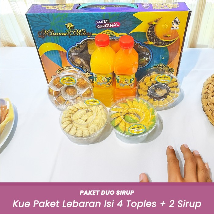 

New! Paket Kue Lebaran Saffron isi 4 Toples 2 Sirup Nastar Hampers Ramadhan Idul Fitri