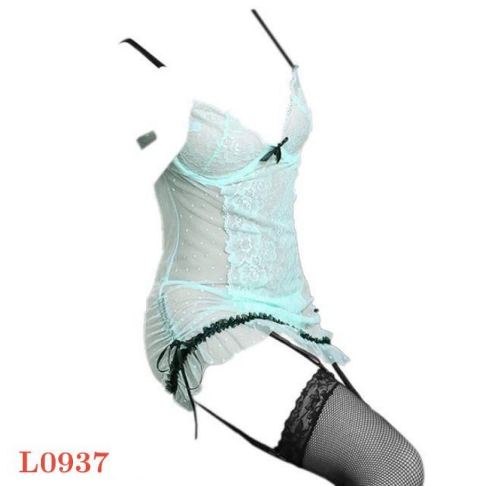 L0937 Baju Tidur Haram Sexy Bodycon Sheath Hijau Bra Kawat Stocking