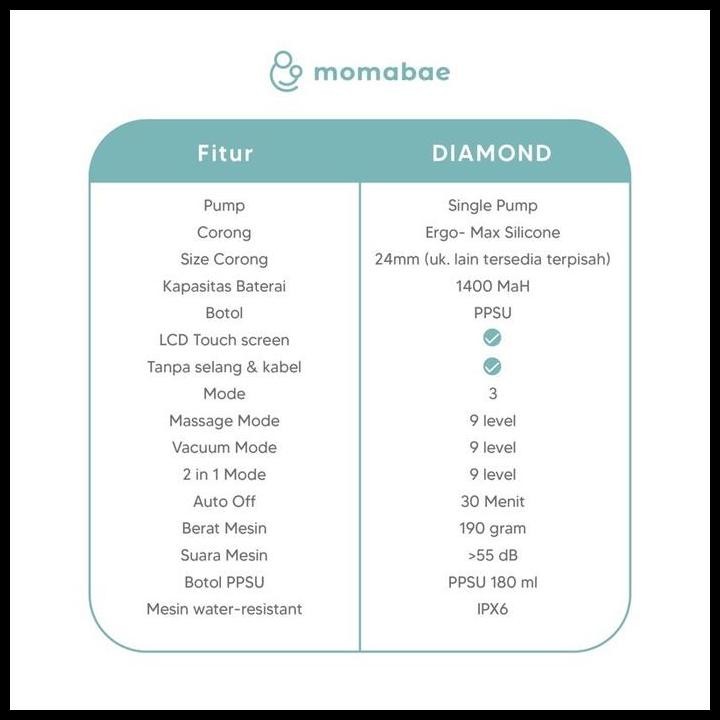 Terlaris Momabae - Diamond Pompa Asi Elektrik Pumping Accessories Ibu Electric Bayi Good Quality