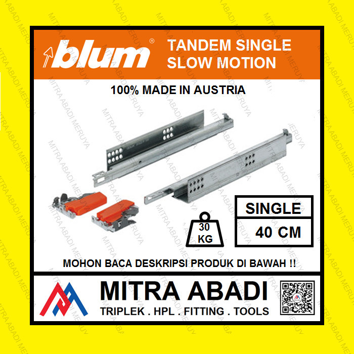 Rel Tandem BLUM 40 cm Single Extension Rel Laci BLUM Rel BLUM