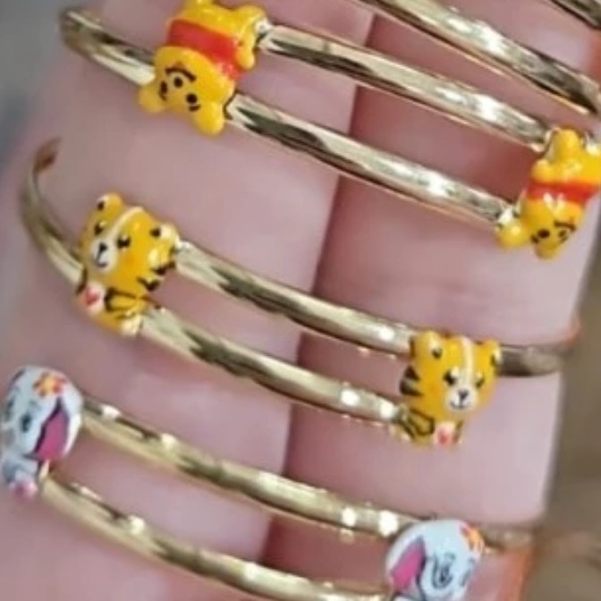 gelang anak bayi newborn emas asli bulat doraemon pony elsa frozen