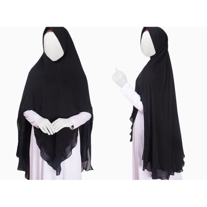 Jilbab Sifon Silky ARAB DUA LAYER TUMPUK MODEL RUNCING