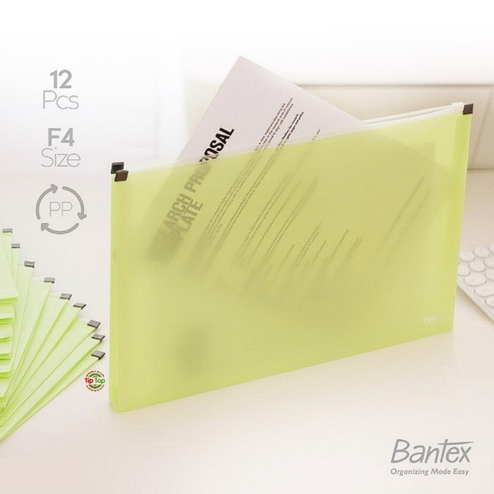 

BANTEX Map Folder Zipper Envelope Holder F4 Plastik ( 12 Pcs )