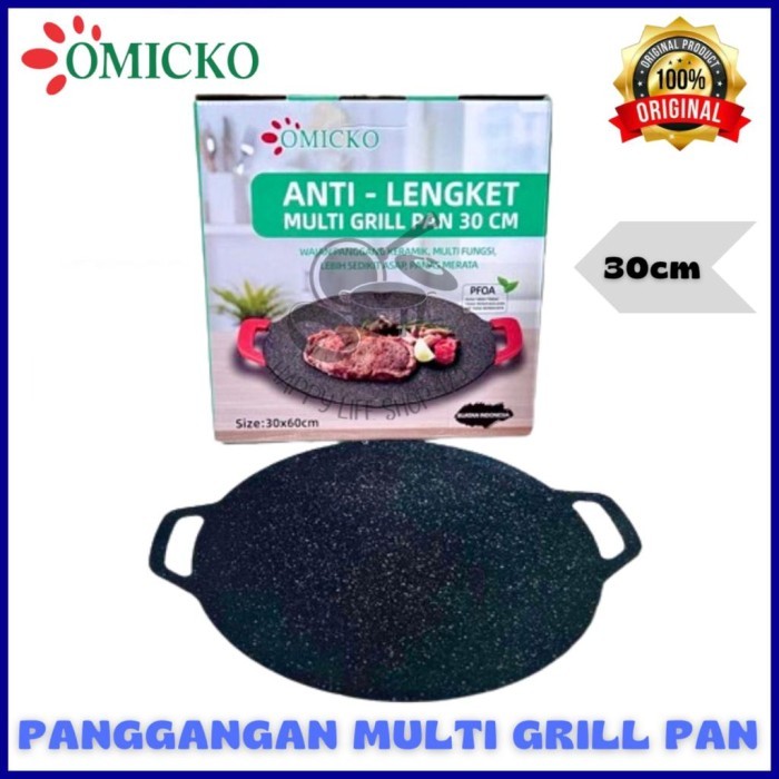 Pemanggang Panggangan Multi Grill Pan OMICKO / Wajan Panggang Keramik - GRILL 30CM terbaru anti pana