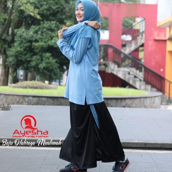 Grosir Setelan Baju Olahraga Wanita Muslimah Rok Celana Training Senam Jumbo