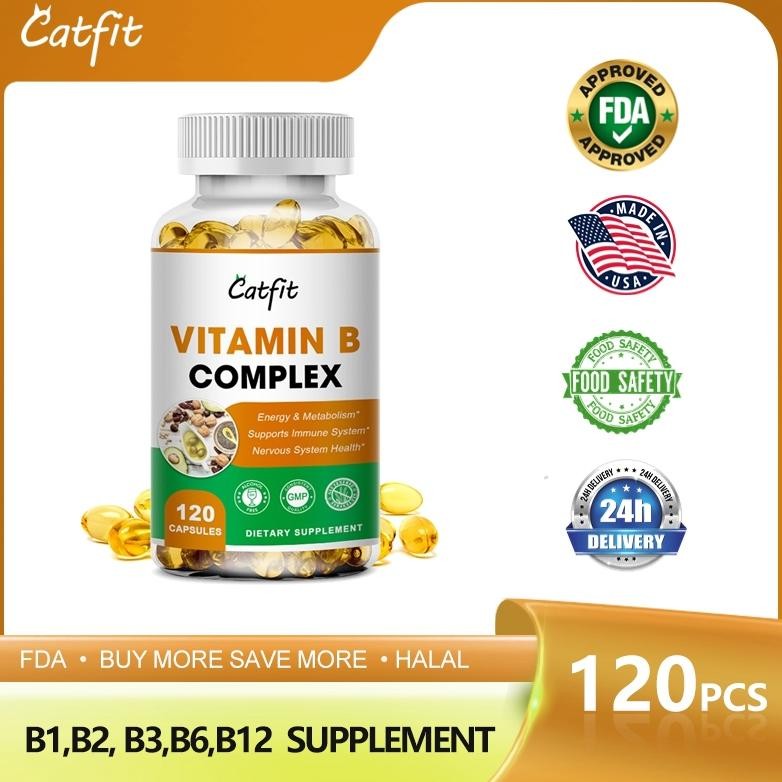 Catfit Vitamin B Complex( B1,B2, B3,B6,B12)1000mg Supplement 120PCS