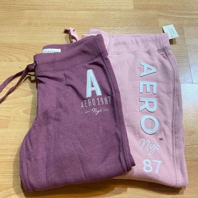 Murah Aeropostale Jogger Wanita High Quality Fleece Cotton Pink Celana Cewe