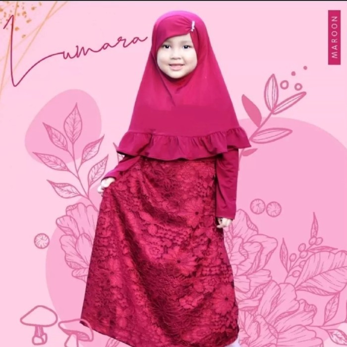 FX802 Pakaian Muslim Baju Gamis Anak Perempuan Umur Usia 4 5 6 Tahun thn th GRATIS ONGKIR