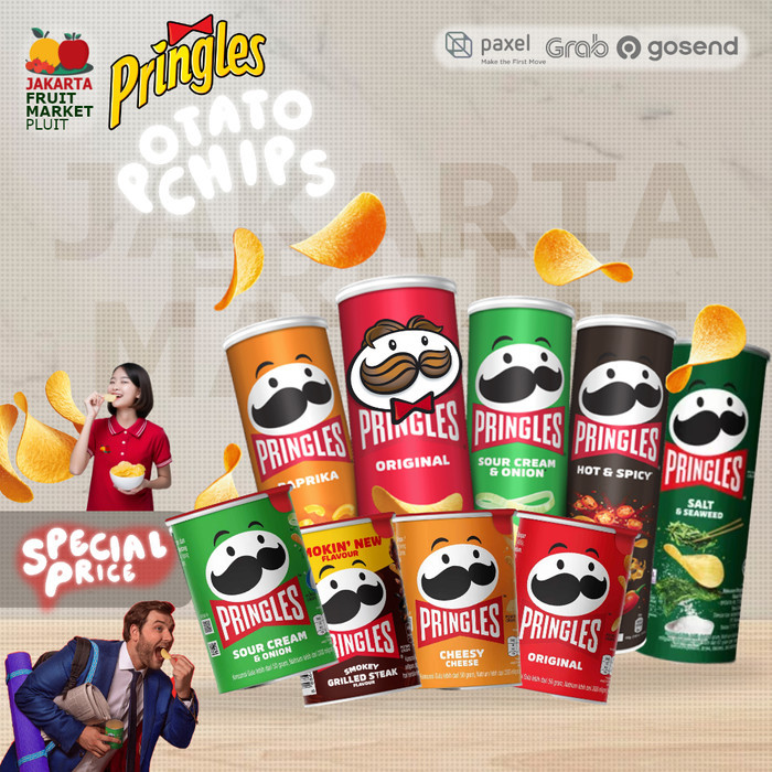 

FREE ONGKIR PRINGLES POTATO CRISP ALL / Original Hot Spicy Texas Saucy BBQ Sour Cream Onion Cheesy