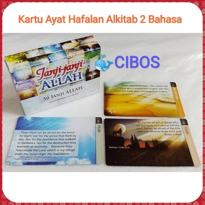 

Kartu Ayat Hafalan Alkitab 2 Bahasa Inggris Indonesia. 50 Janji Allah